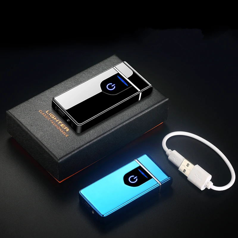 Двойной arc светодиодный сенсорный экран зондирование USB петля зарядки безопасный и портативный Зажигалка выбор подарка