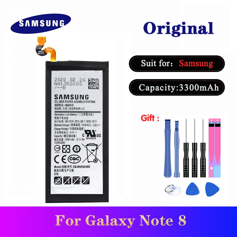 5pcs/lot Samsung Note8 Battery For Galaxy Note 8 N950 N950F N950U N950N Original 3300mAh EB-BN950ABE Phone Batterij +Tools | Мобильные