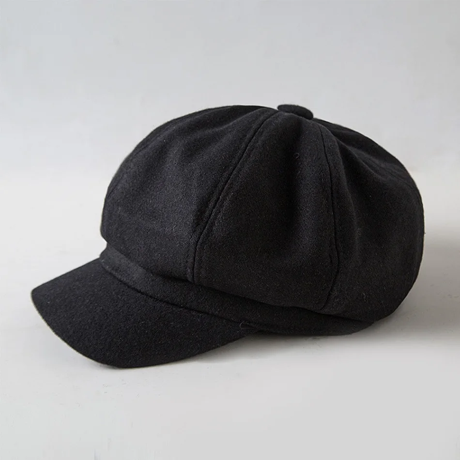New Fashion Autumn Winter Berets Hat Women Elegant Solid Color Streetwear Caps Beret Hats Accessories - Цвет: black