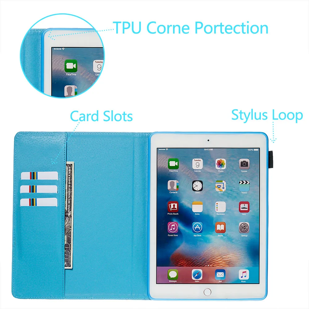 Чехол для ipad Air 1 Air 2 Подставка для планшета для ipad 9,7 PU кожаный смарт-чехол для ipad 5 6 8 9,7 дюймов чехол+ подарок