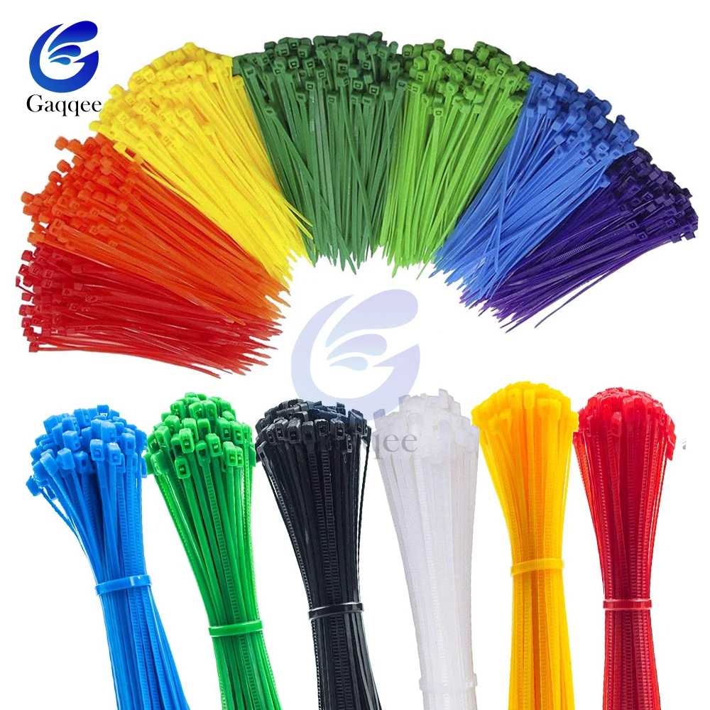100PCS 2.5*200mm Self-locking Nylon Plastic Cable Ties Zip Tie 200mm 10 Colors 