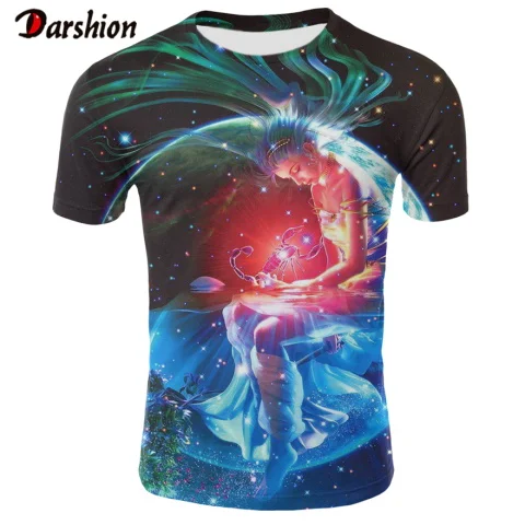 

2019 Novelty 3D T Shirt Men Constellation Printed Hip Hop Crewneck Short Sleeve Men T-shirt Tee Tops O Neck Tee Shirt Wholesale