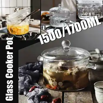 

Household Transparent Glass Soup Pot Electric Ceramic Stove Heating Glass Bowl Handmade Cooking Tools Kitchen Supplies 1.5/1.7L
