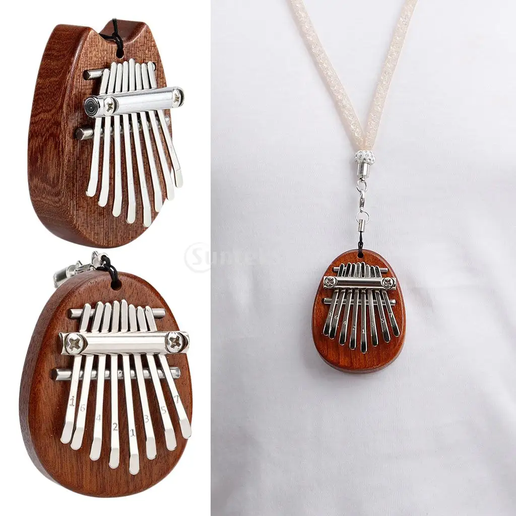 

Exquisite 8 Keys Mini Kalimba Thumb Piano Mbira Solid Wood Toy With Lanyard Pendant Can Play Gifts