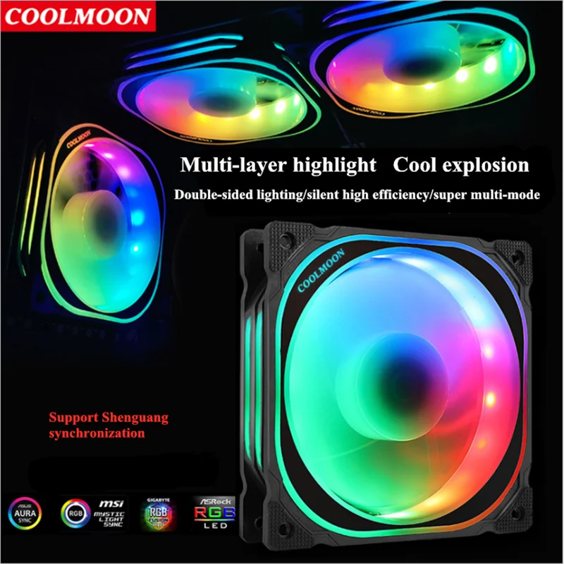 Music Control Support Rgb Fan 12cm Chassis Case Fan Dor Desktop