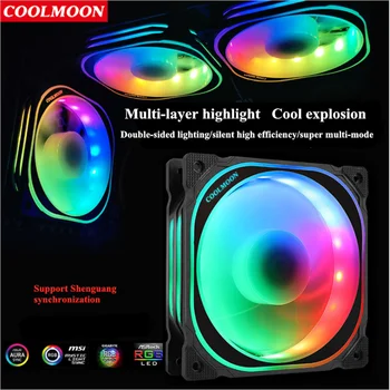 

Music Control Support RGB Fan 12cm Chassis Case Fan Dor Desktop Computer RGB Cooling Fan MOBO 5V AURA SYNC Giant Wave Style