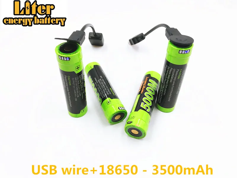 2 шт. 18650 5000 м внешний аккумулятор USB 3 7 V 3500mAh Интеллектуальный литий ионный 4
