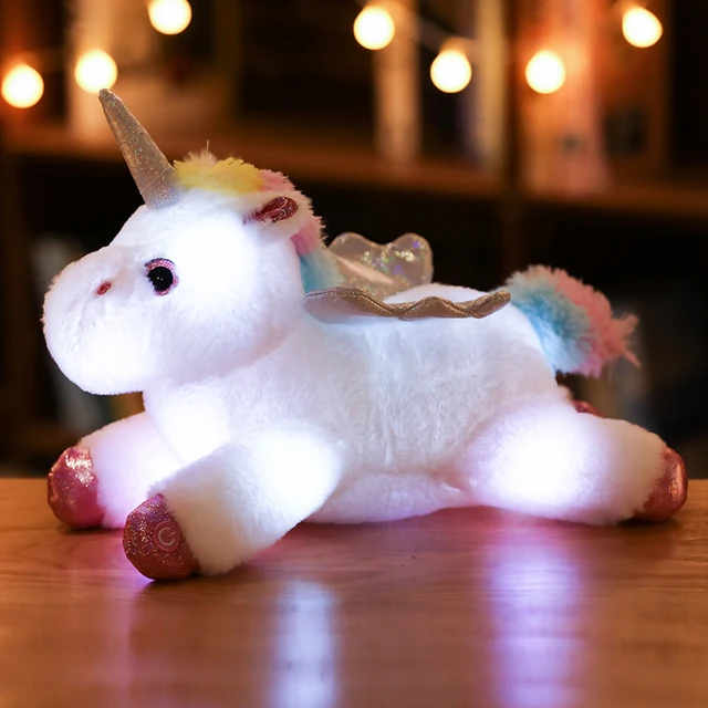1pc 38cm LED Unicorn Plush Toys Plush Light Up Toys Stuffed Animals Cute Horse Toy Soft Doll Kids Toys Xmas Birthday Gifts