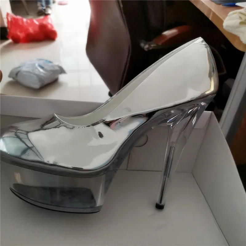 Sexy pure crystal princess single shoes, super high heel temptation sexy shoes, dancing shoes 15cm