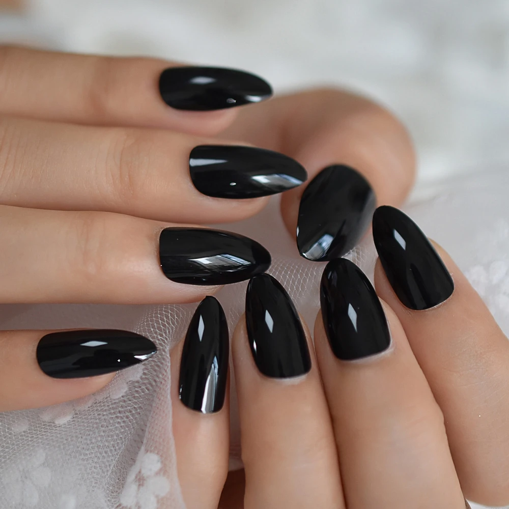 黒のジェルネイルカバー 光沢のあるスティレット 無地 24カラット Aliexpress 美容 健康