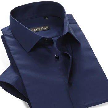 

Men's Fitted Short Sleeve Solid Dress Shirt Regular Fit Comfortable Male Formal Business Twill Tops Shirts for Work Office Wear