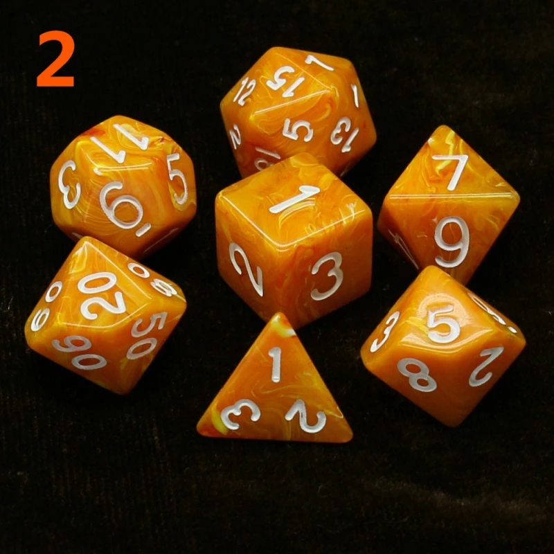 7 шт./компл. 9 Цвета многогранные кости d& d4 d6 d8 d10 d% d12 d20 многогранные TRPG игры Набор Игральный костей Настольная игра развлекательные кубики - Цвет: 2