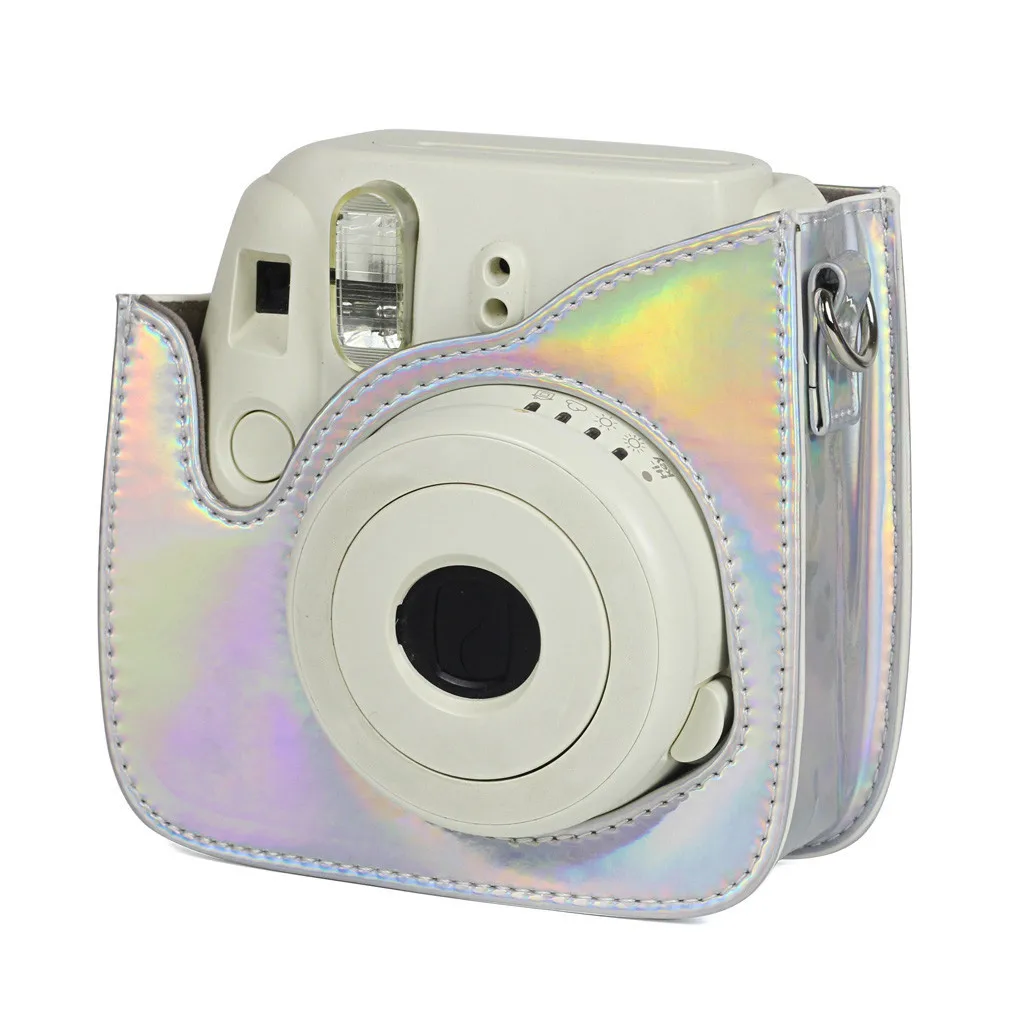 Серебристый цвет Защитный чехол для камеры Instax Mini, чехол из искусственной кожи с плечевым ремнем для камеры Instax Mini 9 Mini 8 Mini 8+ мгновенная пленка - Цвет: Серебристый цвет