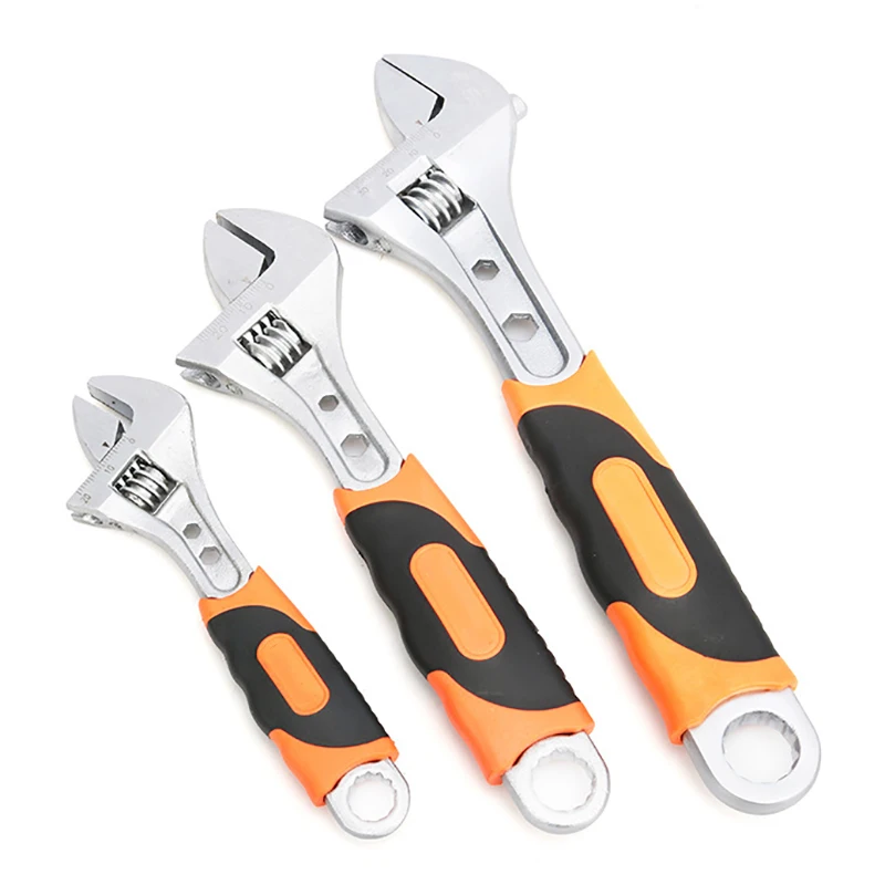 

Adjustable Wrench Stainless Steel Universal Spanner Bathroom Wrench End Wrench Car Repair Tool Wrench Tool Nickel-plated Steel