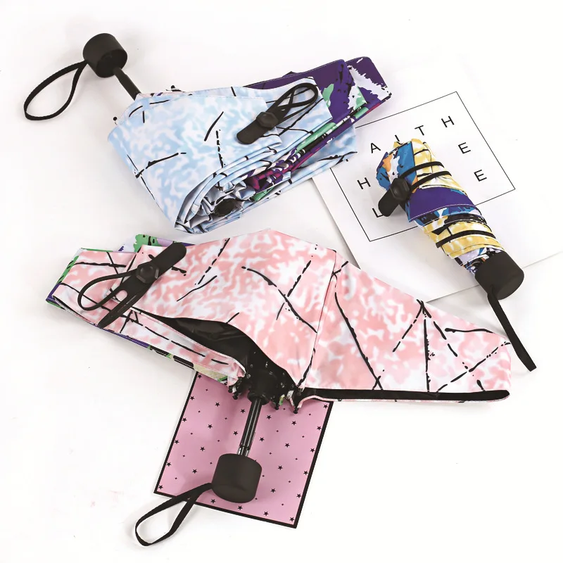 

New Style Vinyl Parasol Mini Ultra-Light Five-fold Umbrella Small Sun-resistant UV-Protection Parasol