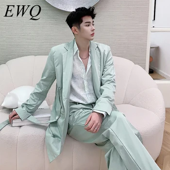 

EWQ / men's wear 2020 spring summer Ribbon Design Loose long sleeve blazers + casual suit pants fashion two pieces set 9Y1035