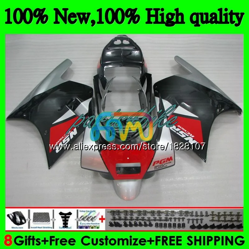 No. 1 Корпус для HONDA NSR 250 R MC18 PGM2 СМП 250R NS250 NSR250R 88 89 черный серебристый 84BS. 26 MC16 NSR250 R RR NSR250RR 1988 1989 обтекатель - Цвет: No. 1