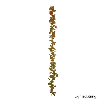 

Christmas Party Simulation Plant Leaves Red Fruit Rattan Mall Window Decoration Rattan 1.8M With Light String