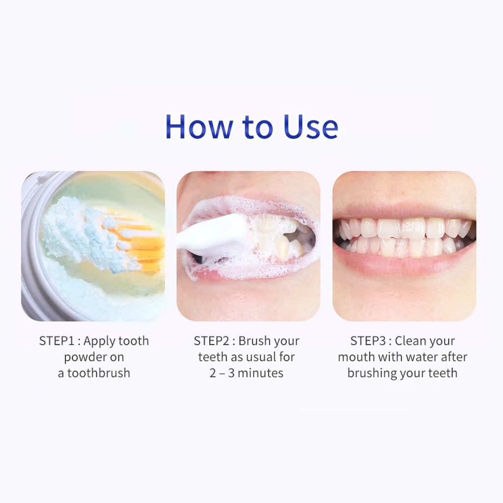 BREYLEE  Teeth Brightening Whitening Powder Polish Toothpaste Tooth Kit Teeth Cleaning Oral Hygiene Remove Plaque Stains