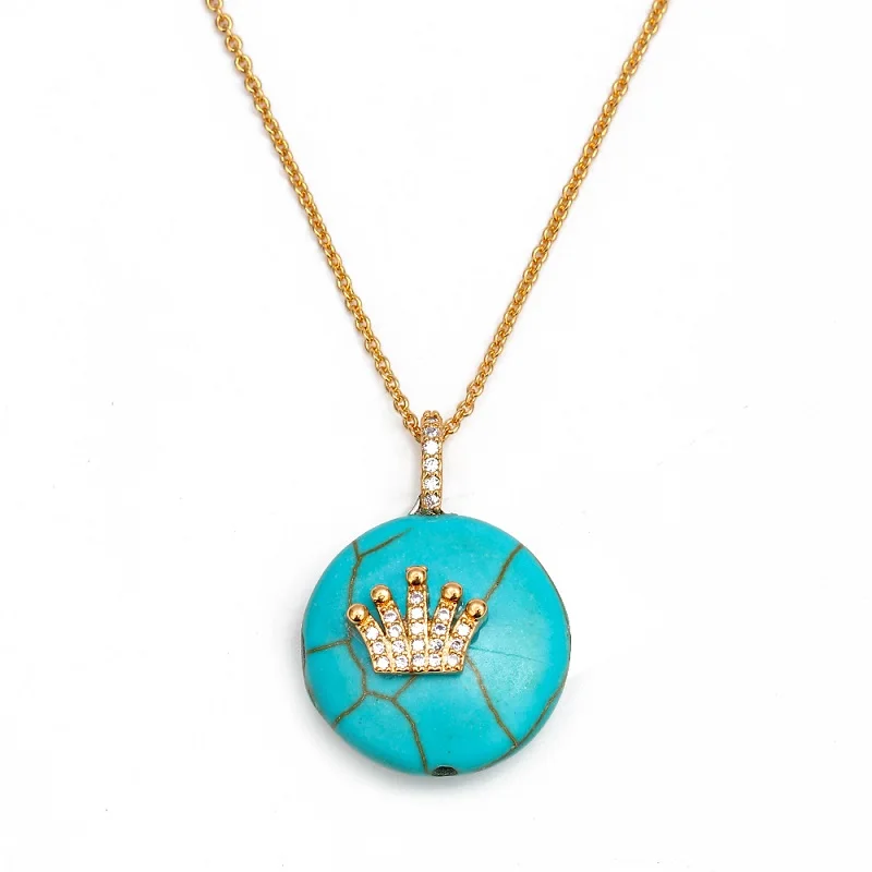 crown EVIL EYE микро проложить Хамса рука подвеска в виде звезды медные, золотистого цвета цепи кулон ожерелье Модные ювелирные изделия для женщин Женский EY6442 - Окраска металла: crown