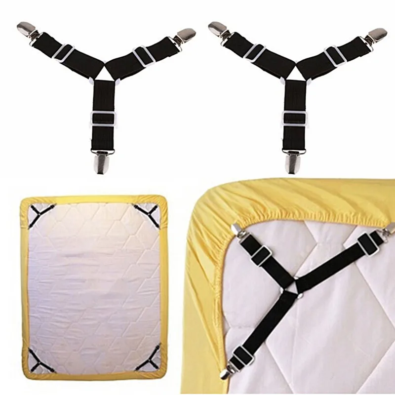 

2pcs Triangle Suspender Holder Bed Mattress Sheet Straps Clips Grippers Fasteners