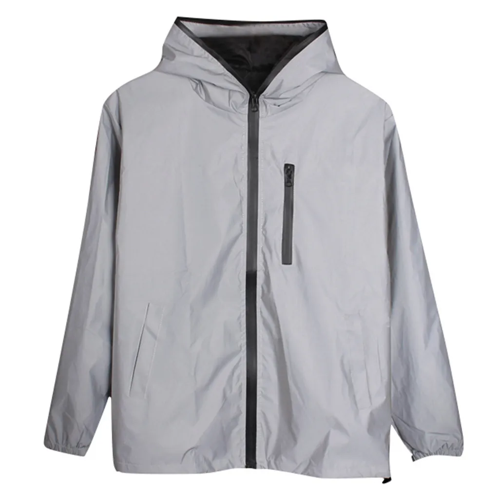 Men Jacket Brand Autumn Winter Night Hiphop Men Clothes 3M Reflective Jacket Lovers Coat Hooded Fluorescent Couple Clothing