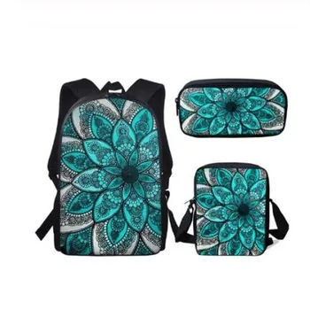 

Fashion School Backpacks Bohemia Flower Mandala Print Schoolbags Set for Teenager Girls Children's Flower Book Bags