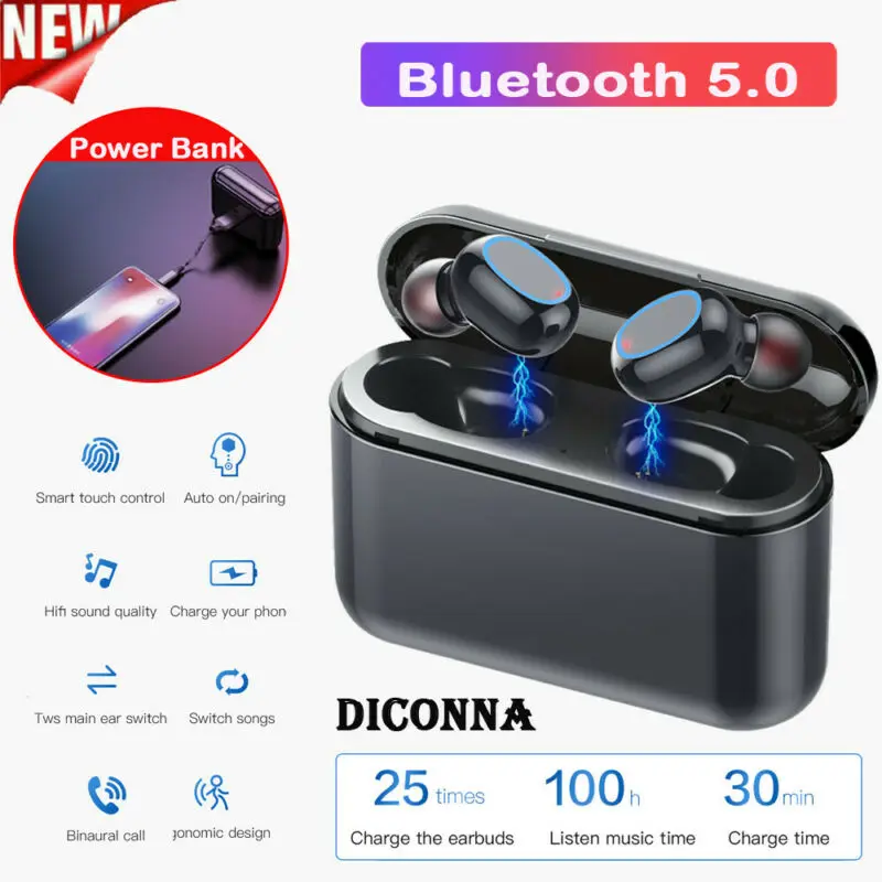 Bluetooth 5,0 TWS настоящие беспроводные мини-наушники с сенсорным управлением IPX7 Водонепроницаемая гарнитура Беспроводные спортивные наушники
