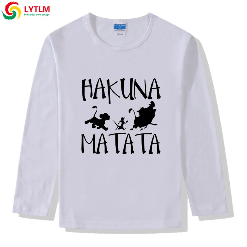 LYTLM XXX/Детская рубашка топ с длинными рукавами и принтом «хакуна матата», «Король льва», футболка для девочек, футболка аниме «Пумба», детская одежда, Koszulki Meskie - Цвет: CX LYCRA White