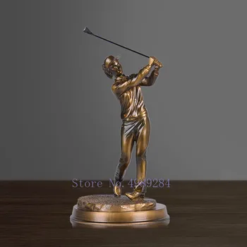 

Creative Nordic Resin Golf girl character sculpture Crafts ornaments Imitation brass Modern home decoration miniature figurines