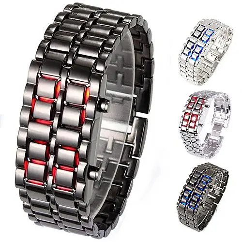 HOT SALE Men Women's Stainless Steel LED Digital Quartz Bracelet Watch Wristwatch Metal Bracelet Quartz Watch Men Bracelets