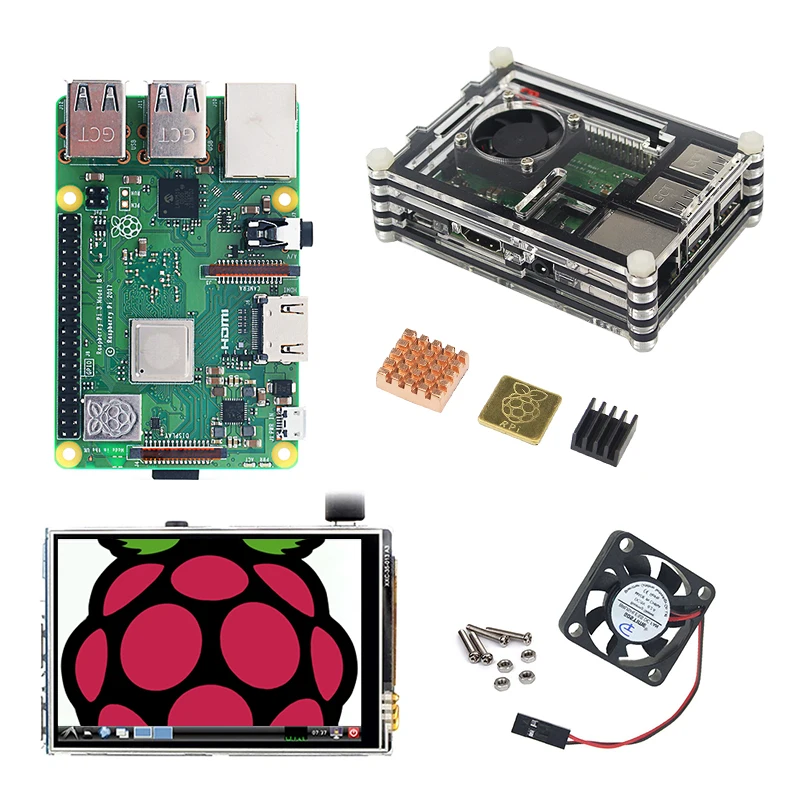 

Raspberry Pi 3B+ Basic Use Kit +3.5 inch Touch screen + 9-layer Acrylic Case + Heat Sink