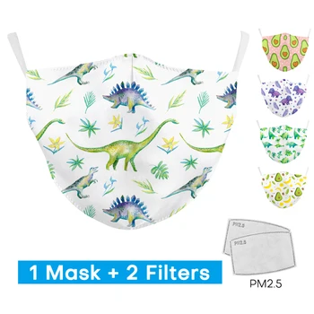

Children Cute Half-Face Masks Animal Print Masks with 2 Free Filters Washable and Reusable Maintain Health Protection PM2.5 Mask
