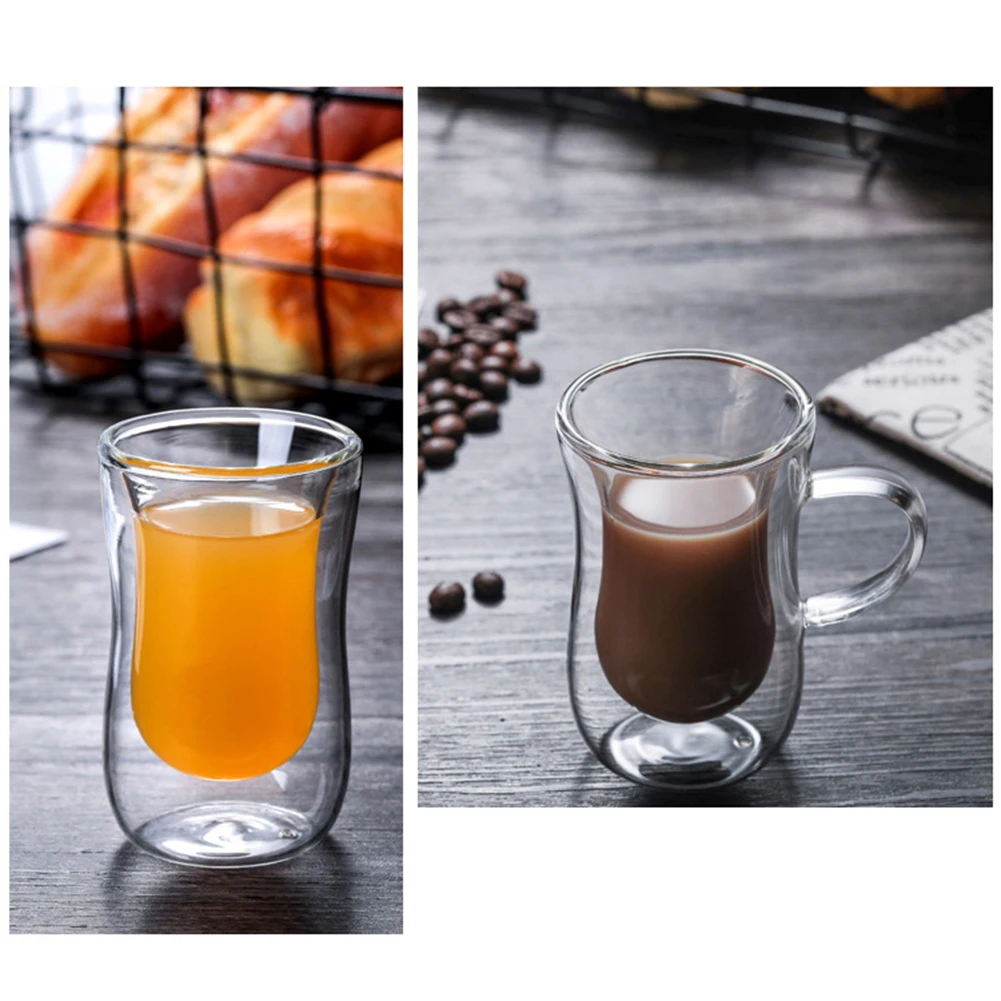 80ml Transparent Glass Cup With Handle Double Walls Glass Milk Tea Juice Coffee Cup Mugs Heat Resistant Glass Cups Drinkware