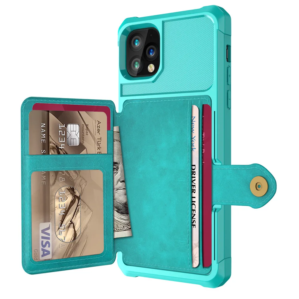 Green Для Apple iPhone 11 Pro Max 11 чехол, кредитная карта из искусственной кожи, флип-кошелек, фото держатель, твердая задняя крышка для iPhone 11 Max - Цвет: Green