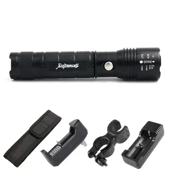 

Portable Zoomable 3500LM T6 LED Tactical Flashlight Torch+Charger+Bicycle Holder Clip+Flashlight Pouch+AC Wall Charger