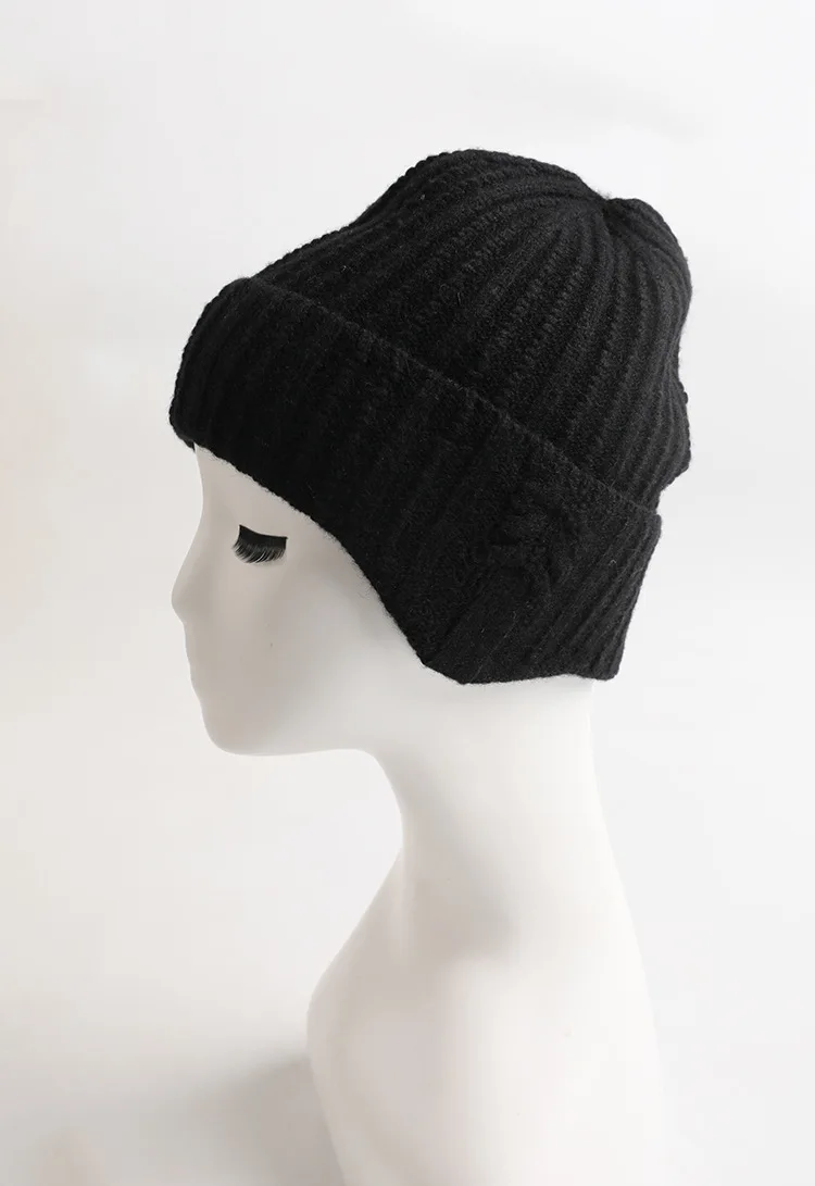 Naizaiga cashmere Striped knit design without dyed cashmere fashion warm knit earmuffs hat,SN270