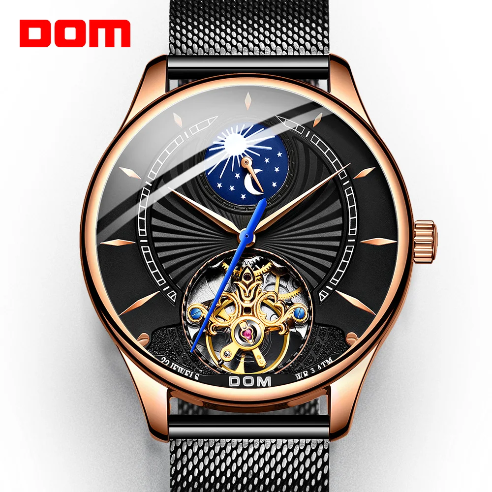 Автоматические механические мужские часы DOM Relogio Masculino водонепроницаемые