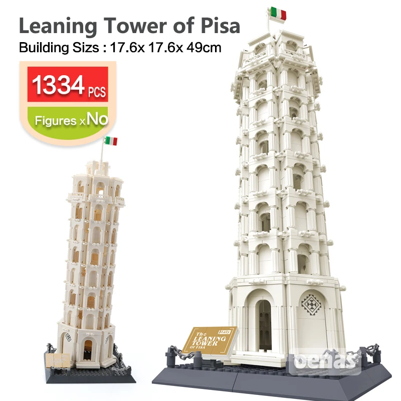 Building Blocks Leaning Tower of Pisa Castle Model Gift Construction Kid Figur