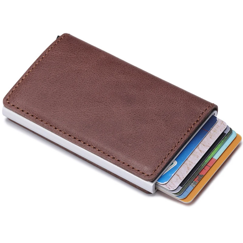

Genuine Leather Men and women high quality card package Automatic Credit Card Coin PurseBusiness ID Card Case