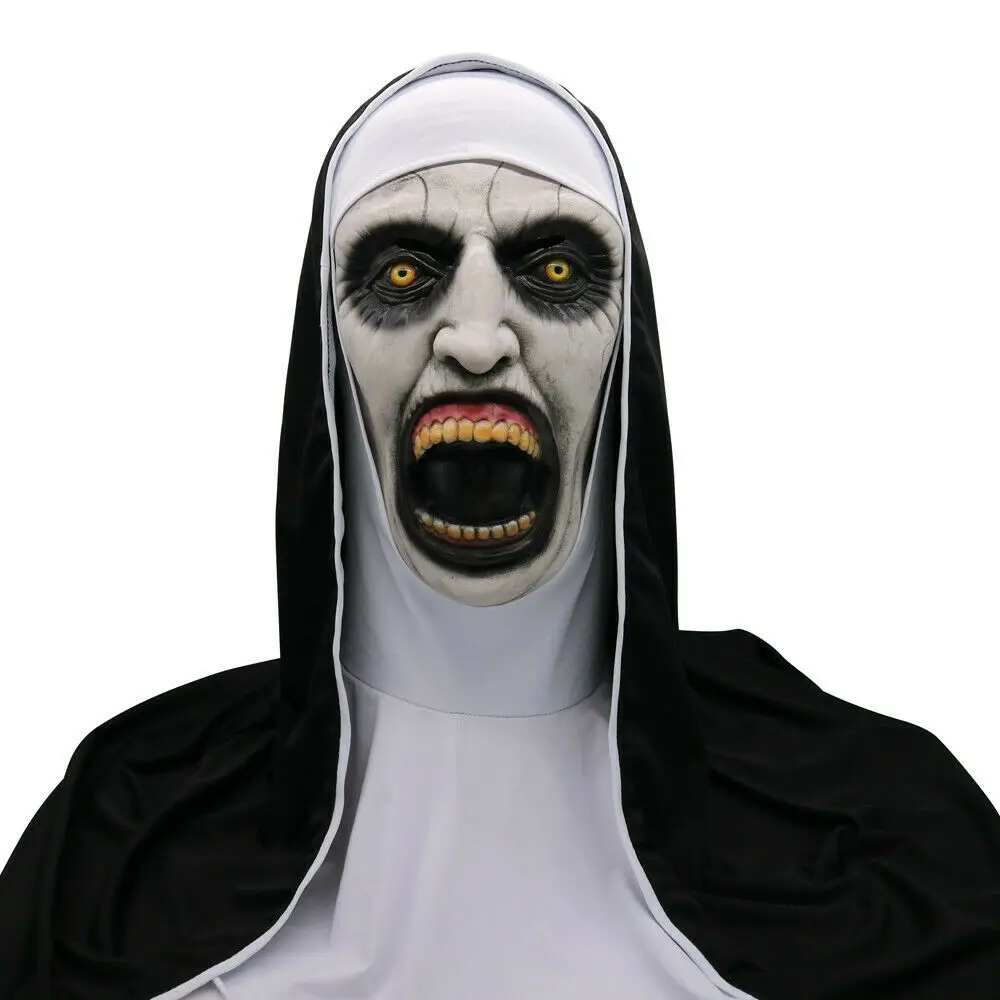 

Halloween Cosplay The Nun Horror Mask Hood Helmet Valak Conjuring Scary Costumes Scary