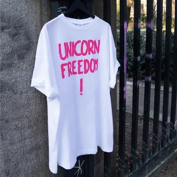 

Oversized Unicorn Freedom Vetements T shirts Women Men 1:1 High Quality Top tees Mens Vetements T shirt