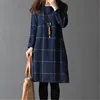 NIJIUDING 2016 New arrival Long Sleeve plaid Loose Cotton Linen Women Dress Spring and Autumn Dreeses Korean style ► Photo 3/6