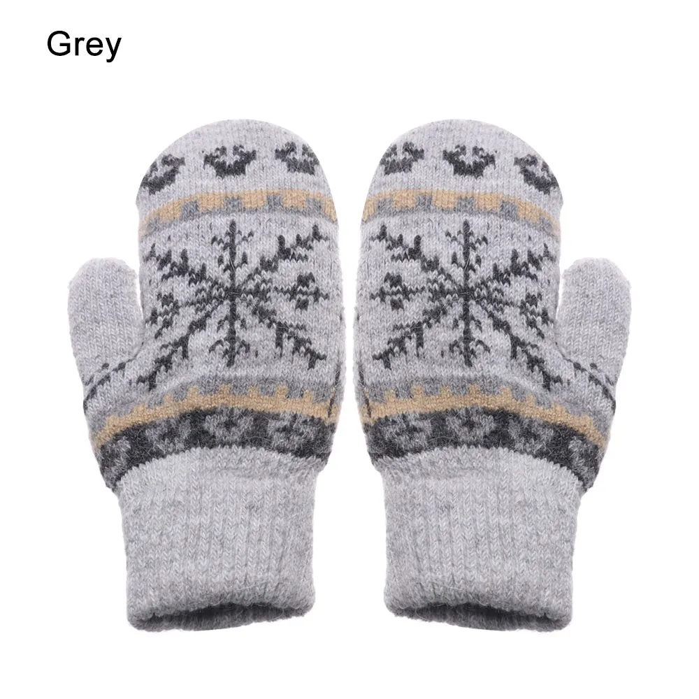 grey 1 пара, Модные женские перчатки для девочек, зимние вязаные теплые перчатки, Непродуваемые перчатки с узором, варежки для спорта на открытом воздухе - Цвет: grey