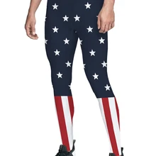 Мужские брюки с американским флагом, влагоотводящие, со скрытым карманом, мягкие, с высокой талией, до колена, девять штанов, спортивная одежда, брюки, Leop