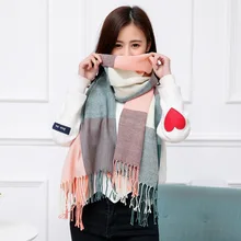 

2021 Warm Plaid Female Winter Imitation Cashmere Dual-use All-match Shawl Student Scarf Factory Wholesale