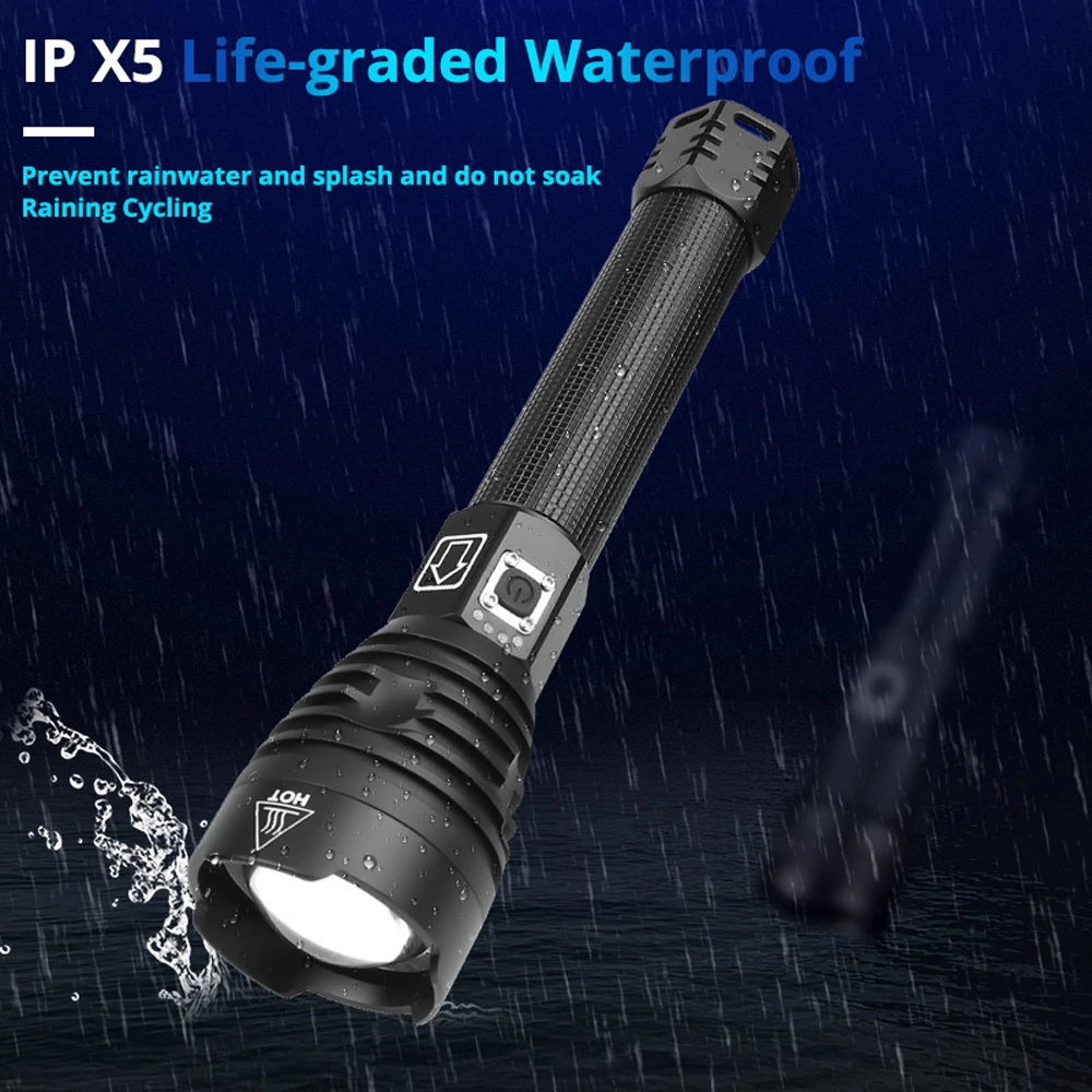 Светодиодный фонарик XHP90 высокой мощности 26650 лм перезаряжаемый от usb XHP70 XHP50