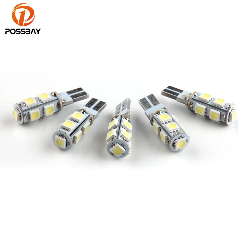 POSSBAY 5 шт. белый 12V T10 9SMD 5050 W5W светодиодный светильник внутренний клин для лампочек