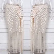 120x150 см женское сексуальное открытое бикини, вязаное крючком жаккардовое платье в горошек с длинной кисточкой, саронг, юбка, Солнцезащитный пляжный шарф-шаль