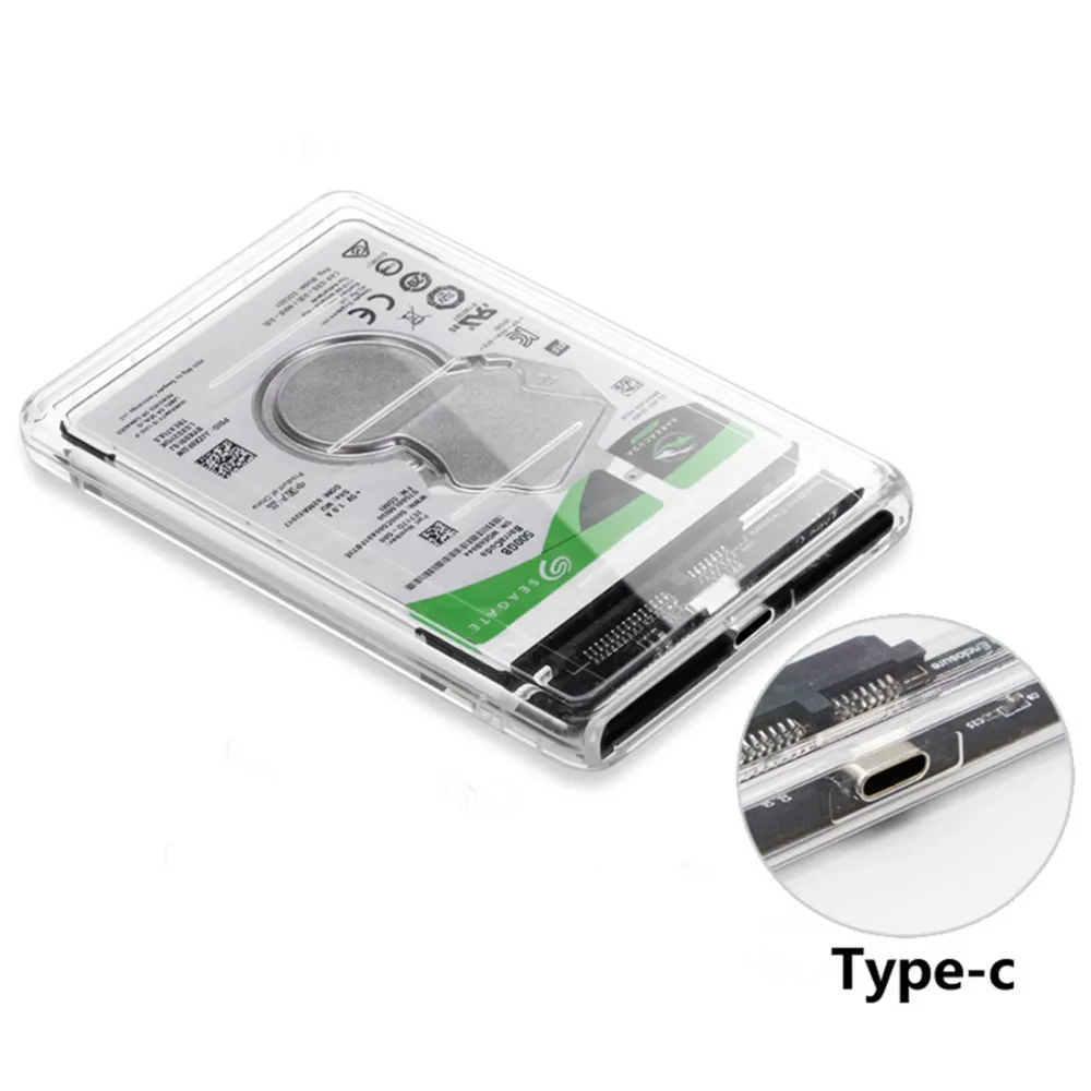 2,5 дюймов USB 3,0 USB 3,1 type-C SATA HD коробка SSD HDD жесткий диск Внешний корпус HDD прозрачный корпус инструмент